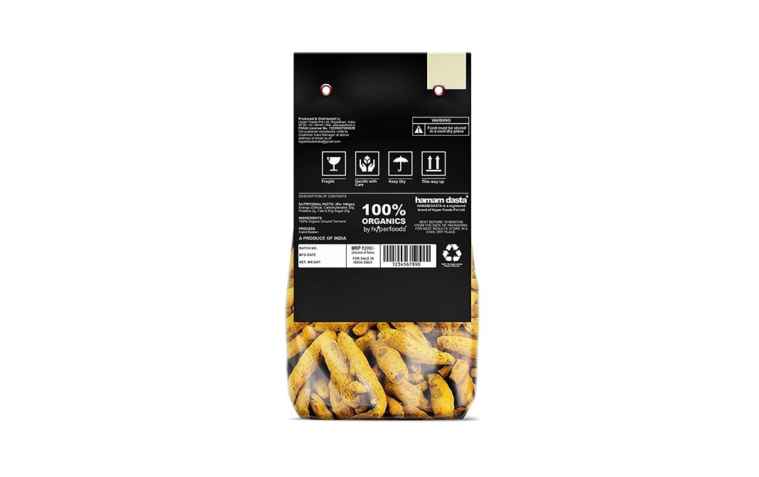 Hamam Dasta Organic Whole Turmeric    Pack  200 grams